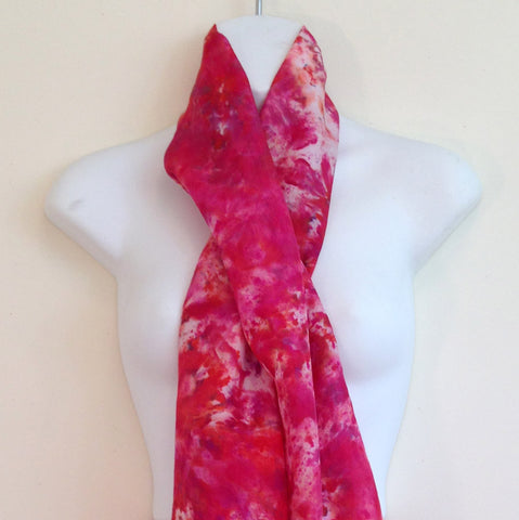 Reds Tie-Dye Silk Scarf - 14" x 70"