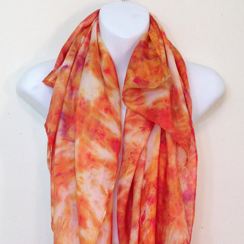 Golden Tie-Dye Silk Scarf - 45" x 42"