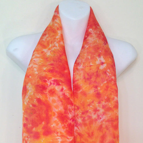 Oranges Tie-Dye Silk Scarf - 8" x 53"