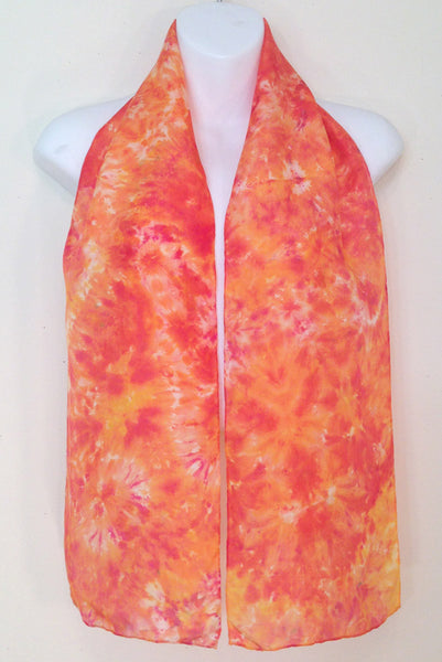 Oranges Tie-Dye Silk Scarf - 8" x 53"