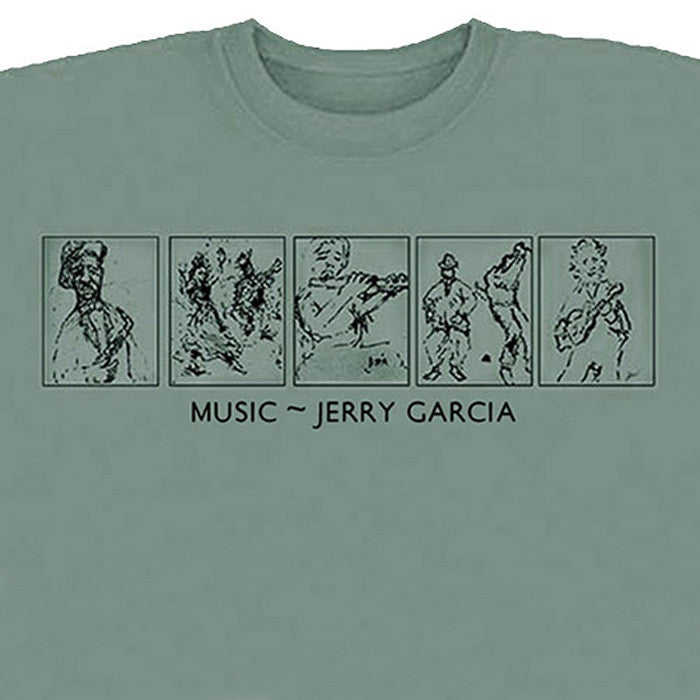 Music pine green Jerry Garcia T-Shirt - stock small