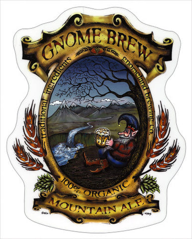 Gnome Brew Label die-cut decal