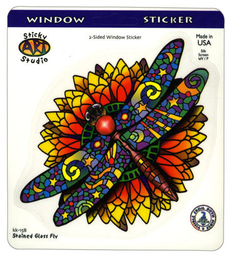 Stained-Glass Dragonfly die-cut decal