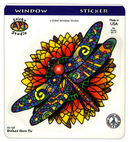Stained-Glass Dragonfly die-cut decal