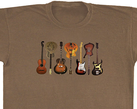 Guitars II brown T-shirt