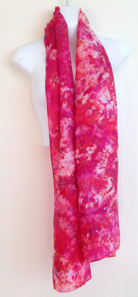 Reds Tie-Dye Silk Scarf - 14" x 70"