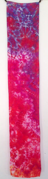 Red Berries Tie-Dye Silk Scarf - 10.5" x 58"