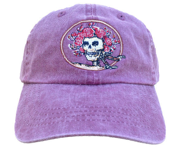 Skull And Roses Faded Maroon Hat