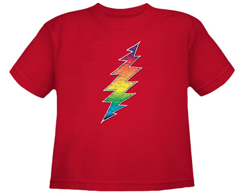 Rainbow Bolt red youth shirt - stock YS