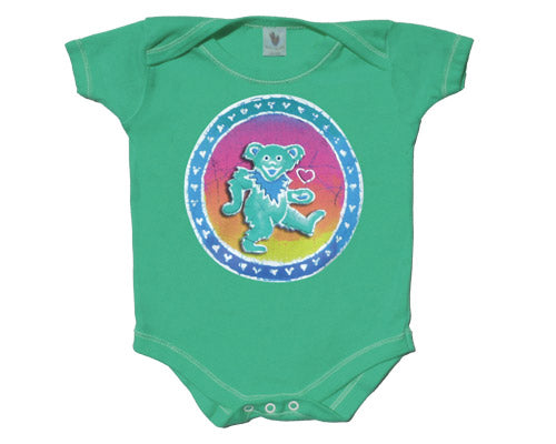 Bear Of Hearts green onesie