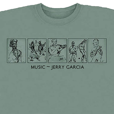Music pine green Jerry Garcia T-Shirt - stock small