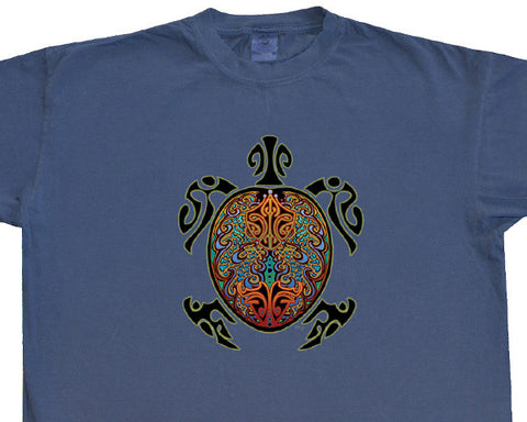 Tribal Turtle navy T-shirt