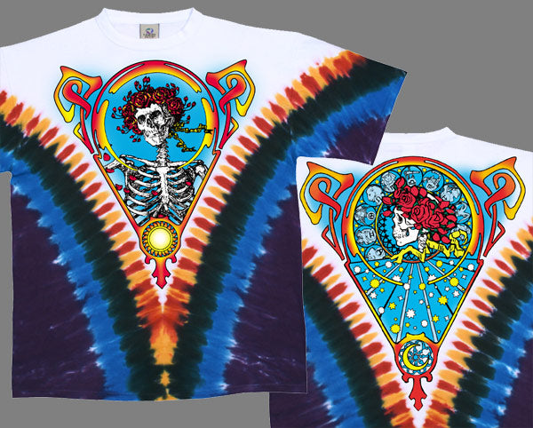 Skull & Roses V-Dye tie-dye T-shirt - stock M