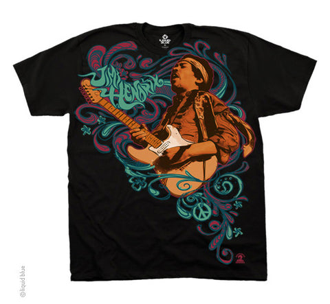 Hendrix Peace black T-shirt - stock M