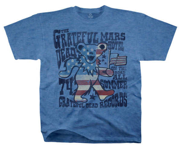 Mars Hotel & Tour blue heather athletic fit T-shirt - size L