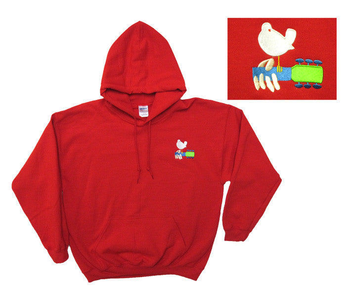 Woodstock Poster Embroidered red hooded sweatshirt