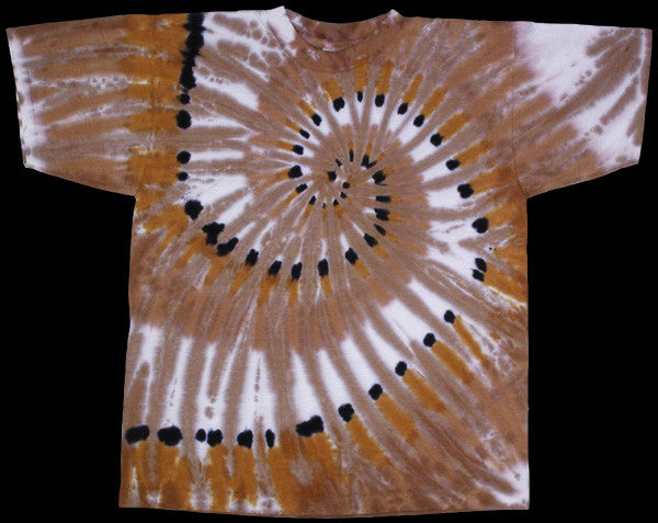 Gold Feather Spiral tie-dye T-shirt
