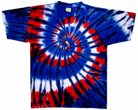 Red Wild & Blue Spiral tie-dye T-shirt - stock XXL